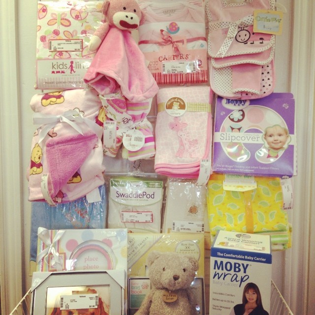 Great New With Tags Baby Gifts! #babyshower #mobywrap #babygifts