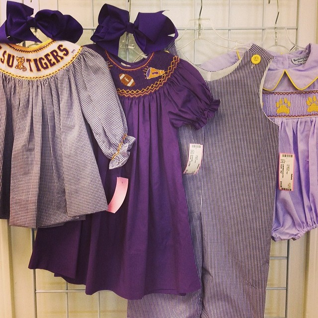 25% Off All Clothing Today-Saturday!#purpleandgold #lsu #smocked #remembernguyen #banburycross#rosalina#batonrougeboutique #batonrougeresale #225